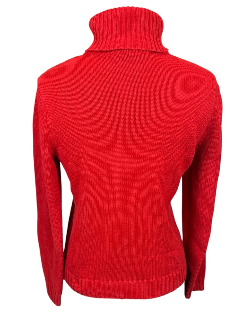 Vintage Ralph Lauren Red Cotton Turtleneck Gold Crest Sweater Women’s Size M - Picture 5 of 8
